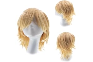 ‎GAIRYAN Gairyan Perücke Blond Perücke Damen Unisex Anime Cosplay Wig Kurze Synthetische Perücke Frauen Herren Gerade Perücken Halloween Perücke Karneval Kostüm Themen Party Kostüm