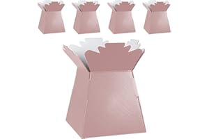 HOMESHOP3000 Flower Bouquet Boxes Florist Packaging Gift Craft Box Vase – Holder for Flowers, Bouquets, Plants, Sweets – Decoration for Wedding, Birthday, Anniversary, Floral Arrangement – Pack of 5 – Rose Gold