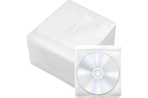 FSWWSF CD/DVD/BluRay Hüllen 100 Stück CD/DVD Hüllen aus Kunststoff CD Transparent Hülle für Aufbewahrung von CDs DVDs BD Rohlinge (Weiß)