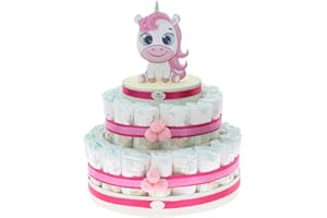 Viale Magico Torta Pannolini Neonata Unicorno Glitter Idea Regalo Nascita, Idea Regalo Nascita Economica e Originale