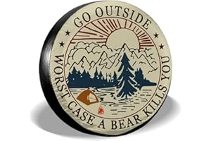 cozipink Go Outside Worst Case A Bear Kill You Spare Tire Cover Weatherproof Wheel Protectors Universal Fit for Trailer Rv SUV Truck Camper Travel Trailer 14" 15" 16" 17"