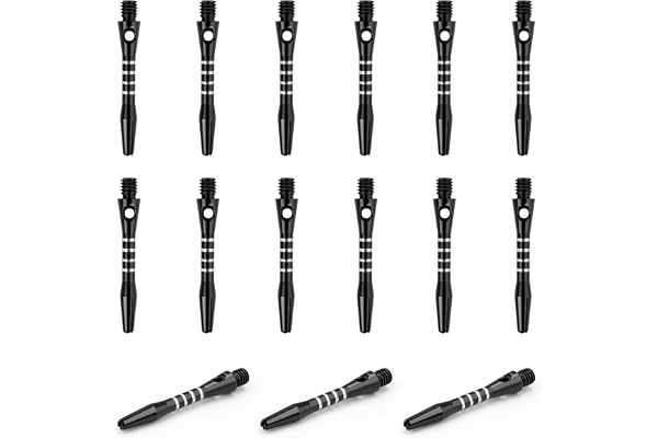 JANDH Tiges de Fléchettes en Aluminium, 15 Pièces Arbres de Fléchettes en Noir, 40mm D'accessoires de Fléchettes 2BA pour Fléchettes à Pointe Souple Ou Acier