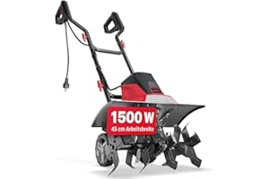 ONBEST Elektro Gartenfräse – 45 cm Arbeitsbreite – 1500 Watt Motor – 24 Messer – elektrische Bodenhacke Motorhacke – Gartenhacke – Kultivator – zum umgraben und auflockern vom Boden
