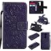 Produktbild Lonchee LG Spirit 4G LTE H440N C70 Leder Wallet Tasche Brieftasche Schutzhülle , Sonnenblumen geprägten Muster Design Hochwertige PU Leder Folio Tasche Case Hülle im Bookstyle mit Standfunktion Kredit Kartenfächer (lila)