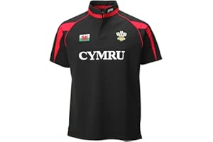 Manav (UK) Baby/Child's Black Welsh Poly Rugby Shirt (Wales, Cymru) (LB (9-10))