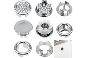 DXLing 8 Pièces Anneau de Trop-Plein d'Évier 4 Style Débordement d'évier Anneau Évier de Trou Bouchon Anneaux Ronds Cache-Bouchons Garniture Évier de Trou Ronds pour Lavabo Salle de Bain Cuisine