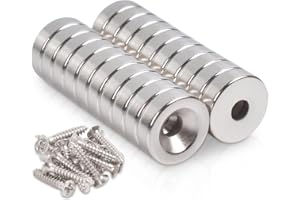 ‎MAGXCENE MAGXCENE 20 Stück Neodym Magnete Mit Loch 10x3-3 mm, Magnete Stark Flach Klein Starke Magnete zum Anschrauben Rund Magnet mit Schrauben für Magnettafel Kühlschrank Magnetboard Küche Büro