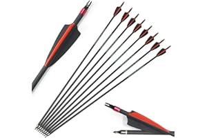 SHARROW 12pcs Tiro con L'Arco Frecce in Carbonio 30 Pollici Spine 400 Frecce per Bersagli Caccia Frecce di Carbonio per Ricurvo e Compound Arco
