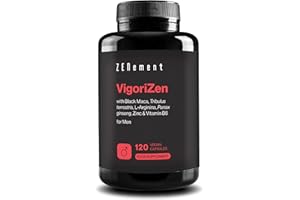 VigoriZen with Black Maca, Tribulus terrestris, L-Arginine, Ginseng, Zinc & Vitamin B6 – Testosterone & Energy Metabolism Support for Men – 120 Vegan Capsules – Zenement