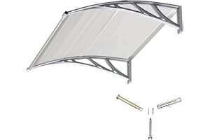 GGNEBAI Marquesina para Puerta Exterior 120x100 CM, Tejadillo de Protección contra Lluvia y Rayos UV, Cubierta de Policarbonato para Puertas, Ventanas, Porches, Patios y Terrazas