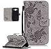 Produktbild Roreikes Samsung Galaxy J5 (2015) J500F Hülle, Galaxy J5 (2015) J500F Case, Muster PU Leder Handyhülle Flip Wallet Cover Blume Schmetterling Pattern Hülle Bookstyle Tasche mit Strap Portable Carrying Schutz Cases Etui Lederhülle Handytasche mit Magnetic Closure Stand ID Card Slots Pouch Soft Silikon für Samsung Galaxy J5 (2015) J500F (Grau)