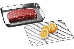 WAILICOP Teglia da Forno in Acciaio Inossidabile con Griglia di Raffreddamento - Vassoio Multifunzionale per Cottura, Arrosto, Raffreddamento e Sgocciolamento - Lavabile in Lavastoviglie & Antiruggine