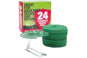 HERBTALE Citronella Incense Coil - Each Coil Could Last for 5-7 Hours- Suitable for Outdoor Camping, Patio, Hiking,etc (1 Pack Contains 24 coils & 2 Coil Stands)