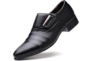 RYEHACK Men's Loafers Pointed Oxfords Leather Moccasins Black Leather Shoes Dress Loafer Casual Brogues Office Formal Shoes