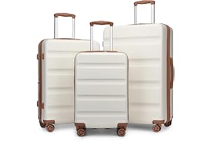 Kono 3-Piece Suitcase Set | PC+ABS Hard Shell Luggage | Lightweight & Expandable with TSA Lock | Smooth 360° Spinner Wheels | Ideal for Travel & Business (20", 24", 28")-Cream White