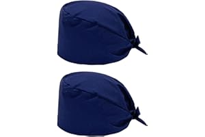 TVSVKWE 2 Pieces Blue Doctor Hat, Simple Solid Color, Adjustable Lace-Up, Universal For Men And Women, Nurse Bag Cap, Surgical Clothing Accessories.