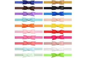 XIKSJW 20 Pezzi di Fascia Capelli Bimba accessori per neonati bambino grosgrain nastro fiocchi per capelli Elastico Accessori Bambina Cerimonia