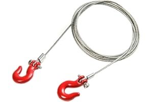 ZuoLan 1/10 Echelle Acier câble Longue chaîne avec Crochets Rouges pour SCX10 AX10 rc Voiture Crawler Accessoires (Rouge)