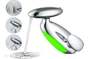 LakeBayMZC LED Rubinetto Bagno Lavabo Con Doccetta Estraibile a 4 Modalità, Miscelatore Lavabo Estraibile, Rubinetti Monocomando Bagno con Doccetta,Senza Piombo,Cromato