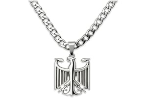 Soul-Cats Halskette mit Bundesadler Anhänger aus 316L Edelstahl, handpoliert, in Silber oder Gold, verschiedene Ketten & Längen 55–70 cm, Geschenkverpackung