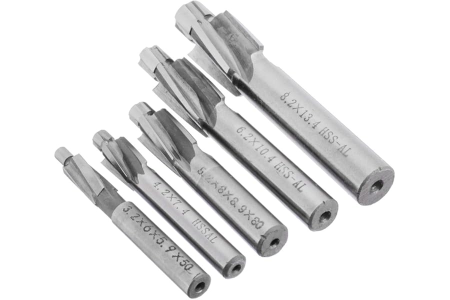 Jiaminye 5Pcs HSS Counterbore End Mill M3-M8 Slotting Tool Milling Cutter Countersink End Mills