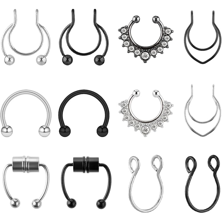 9 Stuks Nep Neusringen Glanzend Modieus Geen Piercing Neusklem Kit Nep 9 Stuks Nep Neusringen Glanzend Modieus Geen Piercing Neusklem Kit Nep