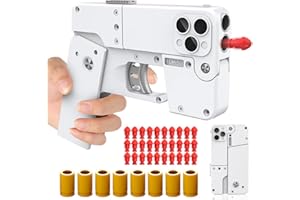 FWHFNB Pistola Giocattolo,Giocattolo Pallottoliere in Schiuma Morbida,pistola giocattolo pieghevole a forma di telefono cellulare con 8 bossoli e 20 cartucce,giocattolo da esterno per ragazzi,regalo