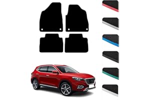 GCM - Car Floor Mats for MG HS Auto 2019 To 2023 Full Coverage Floor Protection - Anti Slip & Fit Car Mat with Clips Easy to Clean Car Carpet for All-Weather- Red Edging, Carpet
