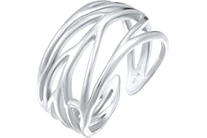 Elli Pierścionek damski owijany liść ornament ze srebra wysokiej próby 925, DE 54, Szlif fasetkowy, bez