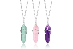 KISSPAT Pendenti di Cristallo Esagonale Catena Appuntito Quarzo Pietra Pallottola Collane di Gemma, pendenti in cristallo esagonali con catene