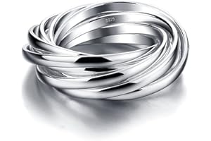 Dankadi Bague 3/5/9 Pièces Entrelacé en 925 Argent, Largeur 4/6/9mm, Taille 49 à 70MM, Anneau Multiple Lot Triple Fine Lisse Croisés Cadeau Fête Mariage pour Femme Homme