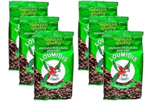 ANICEMOON 6x 200 g griechischer Mokka Kaffee Loumidis Mocca Cafe Spar Paket 1,2 kg aus Griechenland + Probiersachet 10 ml Olivenöl aus Kreta