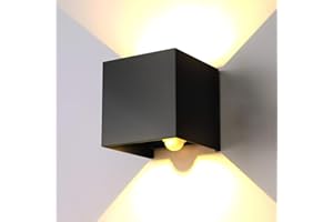 ENCOFT 12W Applique da Parete Esterno Interno con Sensore di Movimento LED, Lampada da Parete a Luce Bianco Caldo 3000K Angolo Su e Giù Regolabile, IP67 Impermeabile Nero