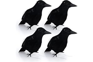 Gxhong 4 Stücke Halloween Krähe Dekorationen Schwarze Krähe Dekoration Schwarze Vögel Prop Gefälschte Raben Dekor Für Outdoor Indoor Party Halloween Party Dekoration
