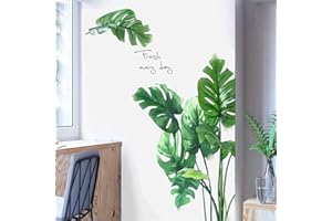 Tanlaby Calcomanías de Pared de Hojas Tropicales, Pegatinas Pared Decorativas Plantas Natural, Vinilo Decorativo para Dormitorio Salón TV Sofá Sala, Calcomanía de Arte Mural Para Decoración