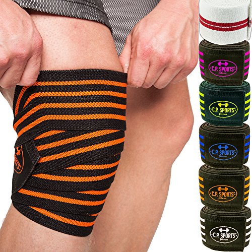 Profi-Kniebandagen 200cm T25 - Ideal f. Kraftsport, KDK, Bodybuilding, Powerlifting Farbe: weiß, orange oder schwarz