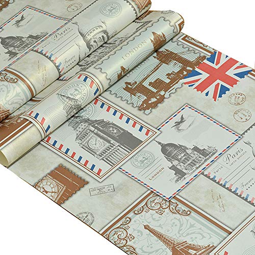 Preisvergleich Produktbild Fernsehsofa-Hintergrundstange der Weinlese England-Tapeteeiffelturmstempelkasten... tv (Color : B)