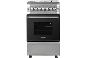 Tornado 50x55cm Freestanding Cooker, Full Gas Cooking Range with 4 Burners, Automatic Ignition & full Safety, Cast Iron Pan Support, Stainless Steel Finish, Separate Knob, Turkey, 5T40BBS2W01AE