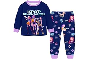 GENERICO Set Pigiama Per Bambine e Ragazze con Stampa Anime 2 Pezzi Pigiama a Maniche Lunghe Maglietta + Pantaloni Set Morbido e Comodo Complete Invernali Sleepwear Abbigliamento Moda Per Bambino 3-14 Anni