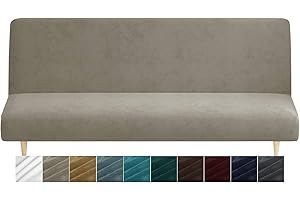 CHELZEN Futon Velvet Cover Clic Clac bez podłokietników wysoka elastyczność pokrowiec na sofę rozkładaną antypoślizgowy ochraniacz na meble z elastycznym spodem (khaki)