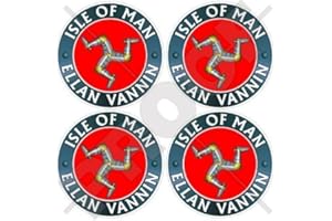 STICKERSWORLD Isla De Man ELLAN Vannin TT Racing UK 50 mm (2 ") bumper-helmet de vinilo pegatinas, calcomanías x4