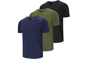 Gaiatiger 3 Pack Gym Shirts Men Quick Dry Running Tops for Men Breathable Sport T Shirts Moisture Wicking Workout Training Short Sleeve Tops