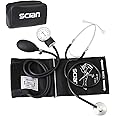 Scian Manual Blood Pressure Cuff with Stethoscope - Aneroid Sphygmomanometer with D-Ring Universal Cuff 22-42cm in Carrying Bag for Nurse Doctor Senior Adult (Black)
