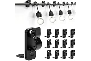 ADERTOS 60 PCS Christmas Screw-in Hooks Outdoor String Light Clips Screw Hooks with Safety Buckle for Light Wire, Fence Hooks Weatherproof Cable Hangers for Hanging Fairy Lights Xmas Patio Decorations