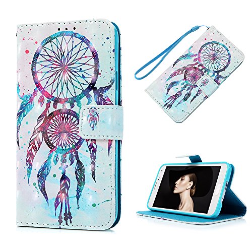 Badalink Case für Samsung Galaxy S5 9600 I9600 PU Leder (TPU innere Schicht) Tasche Flipcase Gemalt Schutzhülle mit Kreditkarteninhaber Kippständer Magnet-Schloss Handyhülle Dual-Traumfänger