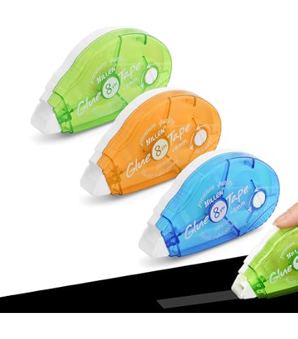 YARVPUV Lot de 6 Rouleaux Roller de Colle, 8mm*10m Colle Roller Ruban Adhésif Double Face Transparent Roller Colle pour les Cartes,photos, scrapbooking, l'école et le bureau