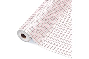 ImnBest Film de Transfert pour Traceur Vinyle - 30,5 cm x 500 cm - avec Grille D'alignement Transparente, Cameo pour Décalcomanies,Panneaux et Murs (Grille rouge)