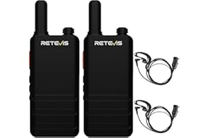 Retevis RT622P Walkie Talkie, Walkie Talkie Profesional, Ultrafino 15mm, USB C Recargable, 1620mAh, VOX, Radio Portátil con Auriculares para Familia, Retail (2 Piezas, Negro)