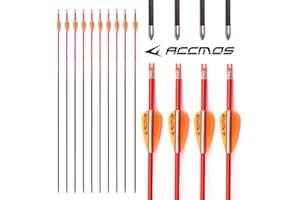 ACCMOS Spine 400 500 600 700 800 900 1000 ID 4.2 mm Archery Arrows for Compound Bow Recurve Bows Hunting Shooting Orange or Yellow Carbon Arrow Pack of 12