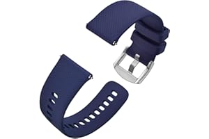 Anbeer Silicone Watch Band 16mm 18mm 19mm 20mm 21mm 22mm 24mm Quick Release Rubber Watch Straps for Men Women,Silver Black Stainless Steel Buckle